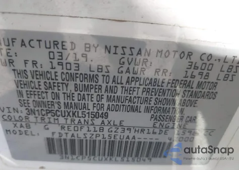 2019 Nissan Kicks Sv from USA, damaged, VIN 3N1CP5CUXKL515049